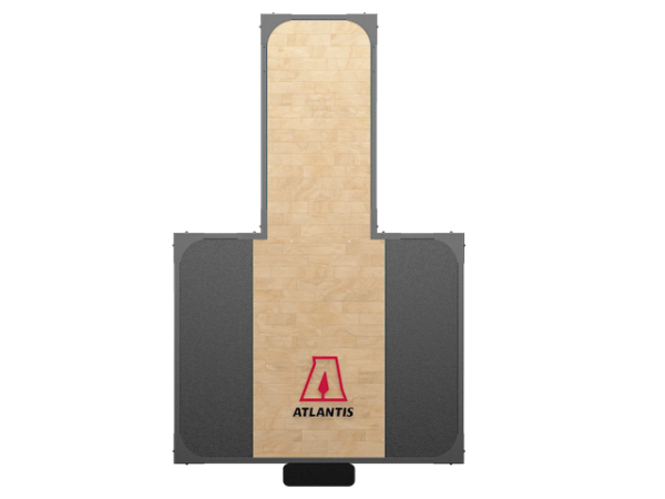 Platform with hardwood surface