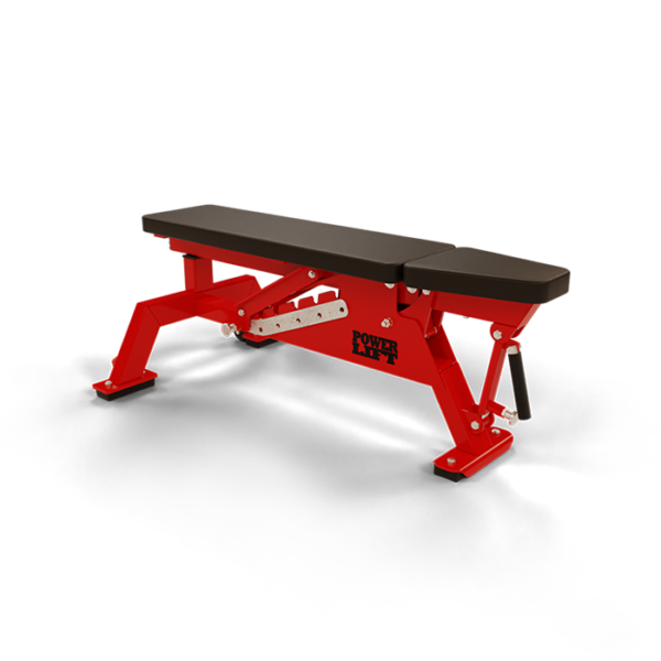 Power Lift adjustable dumbbell bench with transport handle and padded seat